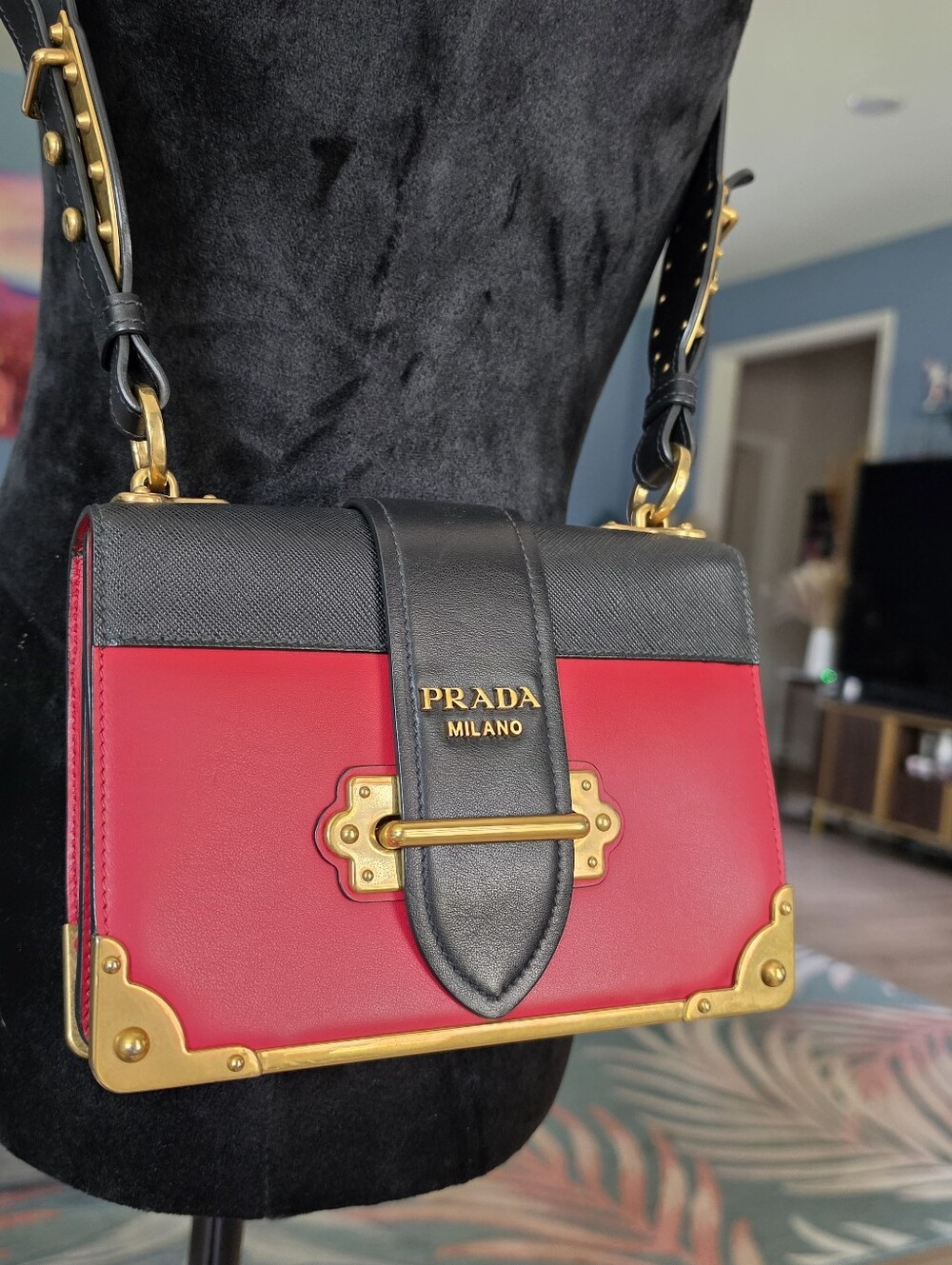 Authentic Prada City Calfskin Saffiano Cahier Shoulder Bag